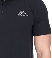 Kappa Men's Cotton Polo Shirt with Small Embroidery, Short-Sleeved Pique Knit Polo Shirt, 303173NC A03 Black