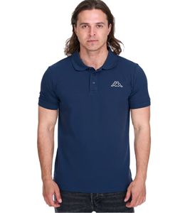 Kappa Herren Baumwoll-Polo mit kleiner Stickerei Polo-Shirt Kurzarm-Shirt Pique-Strick 303173NC A05 Dunkelblau