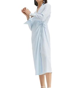 Lightweight Women's Summer Dress with Kent Collar Wrap Dress Midi Dress 929374 Light Blue