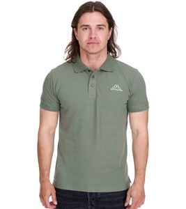 Kappa Herren Baumwoll-Polo mit kleiner Stickerei Polo-Shirt Kurzarm-Shirt Pique-Strick 303173NC A02 Grün