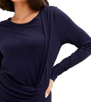 Women's Midi Dress, Summer Dress with Wrap Look, Casual Dress, Long-Sleeved Dress, 952182 Dark Blue