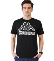 Chemise homme Kappa en coton avec grand logo, col rond, manches courtes, certifiée Oeko-Tex 100, 7085/8191-001, noir