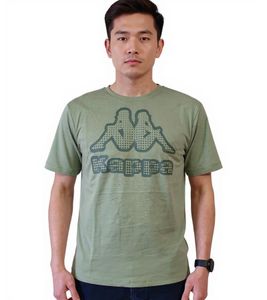 Kappa Herren Baumwoll-Shirt mit großem Logo Rundhals-Shirt Kurzarm-Shirt T-Shirt Oeko-Tex 100 zertifiziert 7085/8191-003 Grün