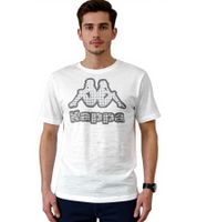 Chemise homme Kappa en coton avec grand logo, col ras du cou et manches courtes, certifiée Oeko-Tex 100, 7085/8191-004, blanc