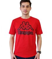 Chemise homme Kappa en coton avec grand logo, col rond, manches courtes, certifiée Oeko-Tex 100, 7085/8191-002, rouge