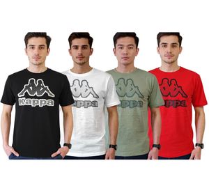 Kappa Herren Baumwoll-Shirt mit großem Logo Rundhals-Shirt Kurzarm-Shirt T-Shirt Oeko-Tex 100 zertifiziert 7085/8191 Schwarz, Grün, Weiß oder Rot