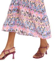 Women's Summer Dress, Halterneck Dress with Colorful All-Over Print, Sleeveless Maxi Dress 968836 Pink/Orange/Black