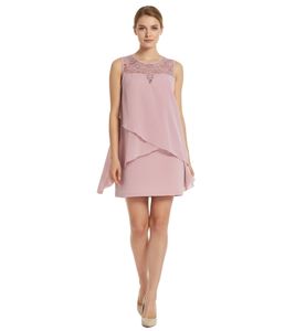 Sustainable women's summer dress with lace details and sequins, mini dress, chiffon dress, business dress, 965847 Pink