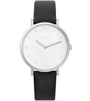 Pierre Cardin Women's Watch with Brand Letters as Numerals, Analog Quartz Watch with Leather Strap, 3ATM, 39mm, CBV.100, Black/Silver, with Black or White Dial