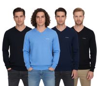 HACKETT LONDON GOLF Pull en coton à col en V et manches longues pour homme HMX500D Noir, bleu ou bleu foncé