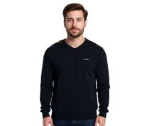 HACKETT LONDON GOLF Maglione in maglia a maniche lunghe con scollo a V in cotone da uomo HMX500F Nero