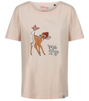 RE:COVERED X Disney Damen T-Shirt mit Bambi und Klopfer Design Baumwoll-Shirt Rundhals-Shirt RCDIF2066 Rosa