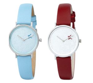 Reloj de mujer Pierre Cardin con iniciales de la marca impresas, reloj analógico de cuarzo con correa de piel, 3 ATM, 31 mm CBV.1521, azul o rojo