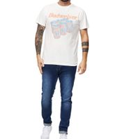 RE:COVERED X BUDWEISER Men's T-Shirt with Large Six Pack Print, Cotton Shirt, Short-Sleeved Shirt MMABI403, Ecru-White