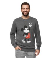RE:COVERED X DISNEY Maglione girocollo da uomo con stampa MICKEY MOUSE Maglione per tutti i giorni con contenuto di cotone MMDIS2489 Grigio