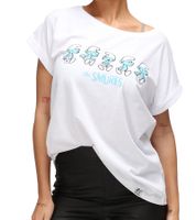 RE:COVERED X Smurfs Women's T-Shirt with Smurf Print, Cotton Boyfriend Fit, Crew Neck, RCSMF116 White