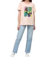 Camiseta de mujer RE:COVERED X MARVEL con estampado "Pop Art Portrait" de algodón, manga corta, MMMARV1125, rosa