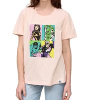 Camiseta de mujer RE:COVERED X MARVEL con estampado "Pop Art Portrait" de algodón, manga corta, MMMARV1125, rosa