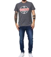 Camiseta RE:COVERED X BUDWEISER para hombre con estampado grande "King of Beers". Camiseta de manga corta para uso diario, MMABI399, gris.