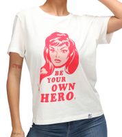 RE:COVERED X MARVEL T-shirt da donna con stampa "Black Widow" Maglietta in cotone Maglietta a maniche corte RCDIF2074 Ecru-Bianco