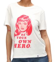RE:COVERED X MARVEL T-shirt da donna con stampa "Black Widow" Maglietta in cotone Maglietta a maniche corte RCDIF2074 Ecru-Bianco