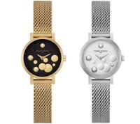 Pierre Cardin Women's Watch with Dial and Silver Circle Details, Analog Quartz Watch with Stainless Steel Bracelet, 3 ATM, 28 mm, CCM.050, Silver or Gold
