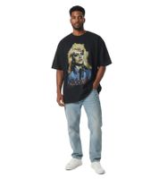 RE:COVERED X BLONDIE Men's Sustainable T-Shirt with Debbie Harry Print, Cool Cotton Band Shirt, MMESY127 Black