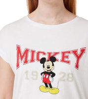 RE:COVERED X Disney T-shirt da donna con stampa Topolino 1928 in cotone, scollo tondo, RCDIF2061, bianca
