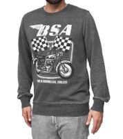 RE:COVERED X BSA Herren Rundhals-Pullover mit ‎‎"British Motor Flag"-Print Langarm-Shirt Sweat-Shirt MMBSA301 Grau