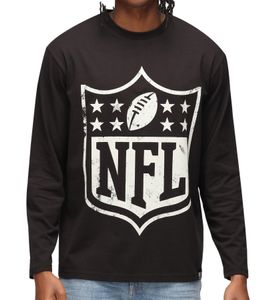 RE:COVERED X NFL Pull ras du cou pour homme avec grand logo NFL Pull de supporter en coton MMNFL1192 Noir