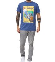 RE:COVERED X Camiseta de hombre de la Copa Mundial de la FIFA 1950 con estampado del emblema de Brasil en gran tamaño, de algodón, manga corta, PCFFA124, azul