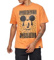RE:COVERED X Disney Herren T-Shirt mit Trippy Mickey Mouse Print Baumwoll-Shirt Rundhals-Shirt MMDIS2680 Orange