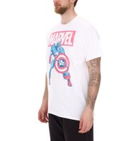 RE:COVERED X MARVEL Herren T-Shirt mit MARVEL & Captain America Figur Aufdruck Baumwoll-Shirt Kurzarm-Shirt IFMMMARV1104 Weiß