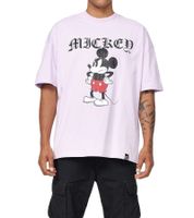 RE:COVERED X Disney Herren T-Shirt mit Grumpy Mickey Mouse Print Baumwoll-Shirt Rundhals-Shirt MMDIS2689 Violett