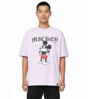 RE:COVERED X Disney Herren T-Shirt mit Grumpy Mickey Mouse Print Baumwoll-Shirt Rundhals-Shirt MMDIS2689 Violett