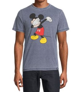 RE:COVERED X Disney T-shirt da uomo con stampa di Topolino in cotone a scollo tondo PCDIS1851 blu scuro mélange
