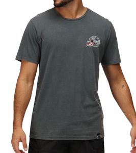 RE:COVERED X NFL New England Patriots Herren T-Shirt mit Football-Helm Baumwoll-Shirt Rundhals-Shirt RCNFL1315F Grau