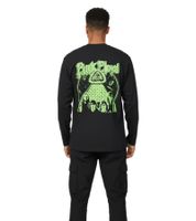 RE:COVERED X Pink Floyd Herren Langarm-Shirt mit Vibrant Green Logo-Print Baumwoll-Longsleeve Pullover MMPER774 Schwarz
