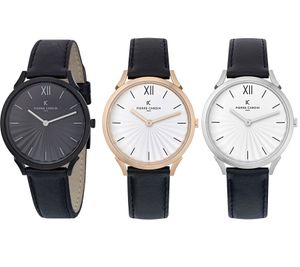 Reloj de mujer Pierre Cardin con esfera sencilla, reloj analógico de cuarzo con correa de piel, 3ATM, 40 mm CPI.200, negro, negro/dorado o negro/plata