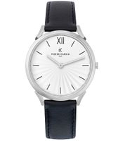 Pierre Cardin women's watch with a simple dial, analog quartz watch with a leather strap, 3ATM, 40mm CPI.200, black, black/gold, or black/silver