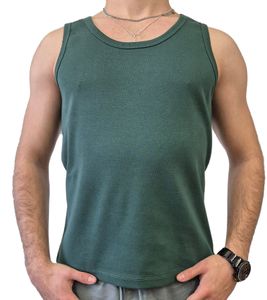 STONES Herren Tank Top Baumwoll-Shirt Rundhals-Top Achsel-Shirt Unterhemd Grün