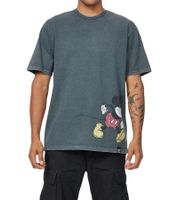 RE:COVERED X Disney Herren T-Shirt mit Mickey Mouse Print Baumwoll-Shirt im Batik Look Rundhals-Shirt Dunkelblau, Blau Batik oder Grau