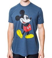 RE:COVERED X Disney Herren T-Shirt mit Grumpy Mickey Mouse Print Baumwoll-Shirt mit großem Schriftzug Rundhals-Shirt Beige, Blau, Violett oder Orange