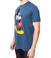 RE:COVERED X Disney Herren T-Shirt mit Grumpy Mickey Mouse Print Baumwoll-Shirt mit großem Schriftzug Rundhals-Shirt Beige, Blau, Violett oder Orange