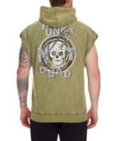 ROCKUPY Men's Hooded Tank Top, Sleeveless Cotton Shirt with Back Print, Tie-Dye Muscle Shirt 393827 Green