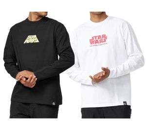RE:COVERED X STAR WARS Chemise à manches longues pour homme L'Empire contre-attaque ou avec imprimé poster Chemise en coton à manches longues Blanc ou Noir