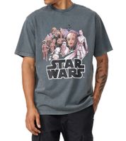 RE:COVERED X STAR WARS Herren T-Shirt Print mit Skywalker-Saga/R2D2 oder Das Imperium schlägt zurück-Print Baumwoll-Shirt Kurzarm-Shirt Dunkel-Grau