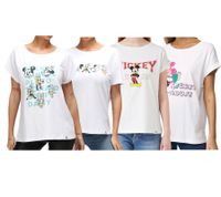 RE:COVERED X Disney T-shirt da donna con Topolino e amici o Topolino 1928 Stampa Maglietta in cotone Girocollo Maglietta bianca