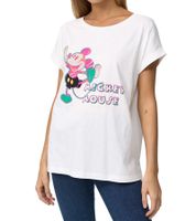 RE:COVERED X Disney T-shirt da donna con Topolino e amici o Topolino 1928 Stampa Maglietta in cotone Girocollo Maglietta bianca
