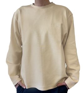 STONES Waffle Maglione da uomo in cotone a nido d'ape oversize girocollo 400gsm Felpa beige